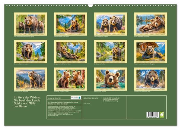 Produktbild: Im Herz der Wildnis. Die beeindruckende St&auml;rke und Stille der B&auml;ren (Wandkalender 2026 DIN A2 quer), CALVENDO Monatskalender
