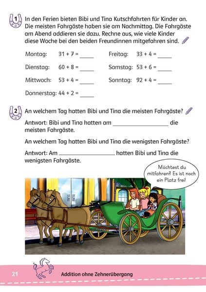 Produktbild: Bibi & Tina: Mein Lernr&auml;tsel-Block Mathematik f&uuml;r die 2. Klasse