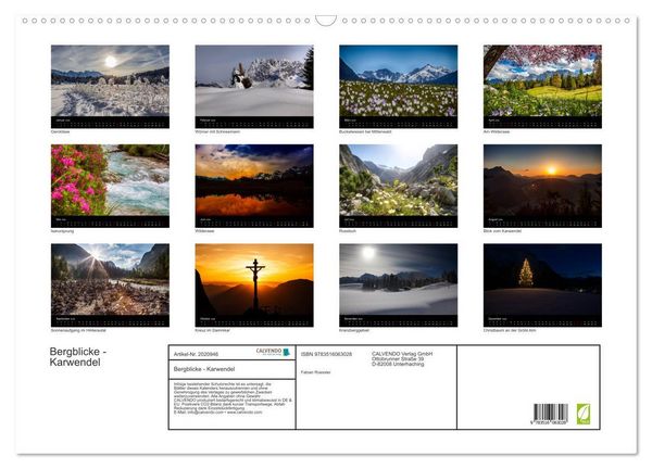 Produktbild: Bergblicke - Karwendel (Wandkalender 2026 DIN A2 quer), CALVENDO Monatskalender