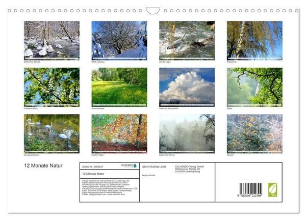 Produktbild: 12 Monate Natur (Wandkalender 2027 DIN A3 quer), CALVENDO Monatskalender