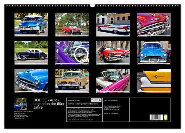 Produktbild: DODGE - Auto-Legenden der 50er Jahre (Wandkalender 2026 DIN A2 quer), CALVENDO Monatskalender