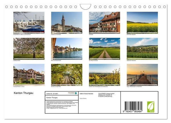 Produktbild: Kanton Thurgau (Wandkalender 2026 DIN A4 quer), CALVENDO Monatskalender
