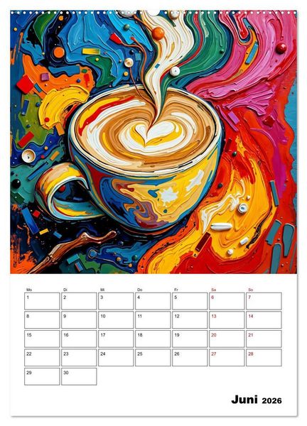 Produktbild: Kaffee trifft Kunst - Aromatische Pinselstriche (hochwertiger Premium Wandkalender 2026 DIN A2 hoch), Kunstdruck in Hochglanz