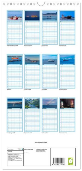 Produktbild: Familienplaner 2027 - Hochseeschiffe mit 5 Spalten (Wandkalender, 21 x 45 cm) CALVENDO