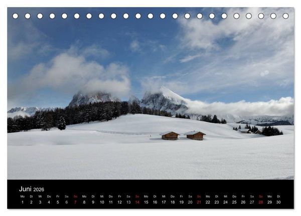Produktbild: Die Seiser Alm im Winter (Tischkalender 2026 DIN A5 quer), CALVENDO Monatskalender