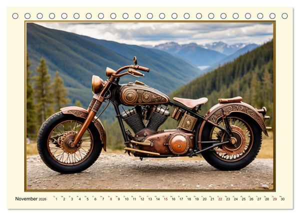 Produktbild: Motorr&auml;der im Steampunk-Style (Tischkalender 2026 DIN A5 quer), CALVENDO Monatskalender