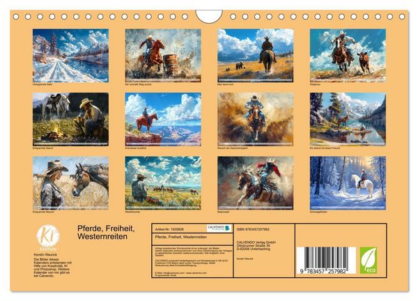 Produktbild: Pferde, Freiheit, Westernreiten (Wandkalender 2026 DIN A4 quer), CALVENDO Monatskalender
