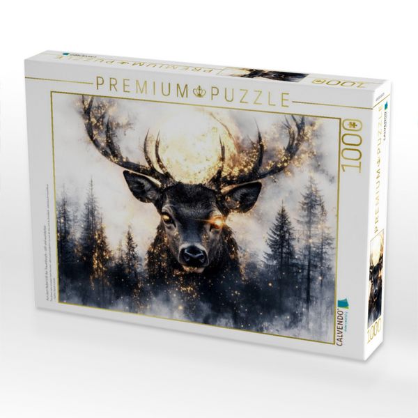 Produktbild: CALVENDO Puzzle Aus dem Nebel tritt der Traumhirsch - still und wunderbar | 1000 Teile Lege-Gr&ouml;&szlig;e 64x48cm Foto-Puzzle f&uuml;r gl&uuml;ckliche Stunden