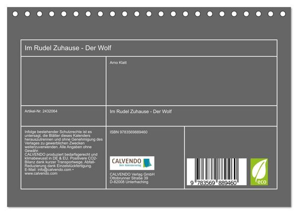 Produktbild: Im Rudel Zuhause - Der Wolf (Tischkalender 2027 DIN A5 quer), CALVENDO Monatskalender