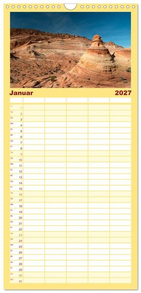 Produktbild: Familienplaner 2027 - Paria Canyon - The Wave Naturwunder mit 5 Spalten (Wandkalender, 21 x 45 cm) CALVENDO