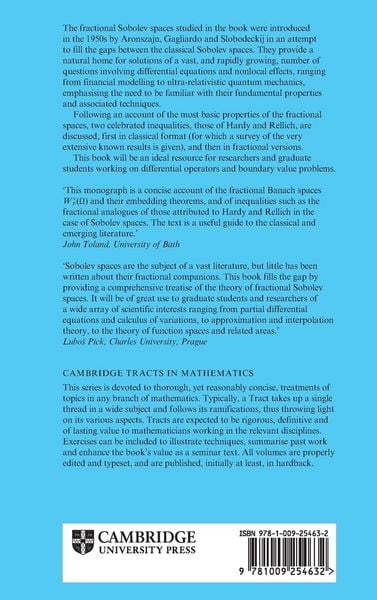Produktbild: Fractional Sobolev Spaces and Inequalities