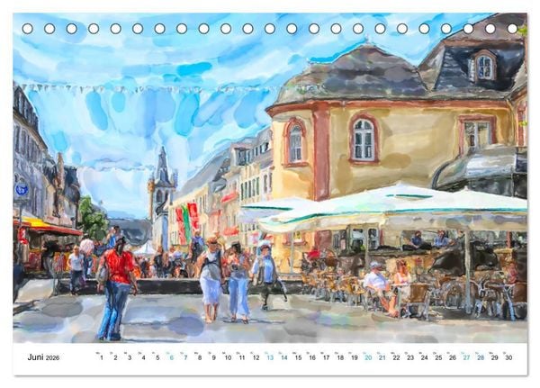 Produktbild: Trier - Illustrationen in Aquarell (Tischkalender 2026 DIN A5 quer), CALVENDO Monatskalender