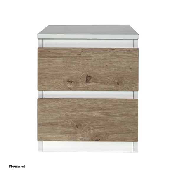Produktbild: HTI-Living HTI-Living Nachtkommode 2er Set Wei&szlig;-Artisaneiche mit 2 grifflosen Schubladen