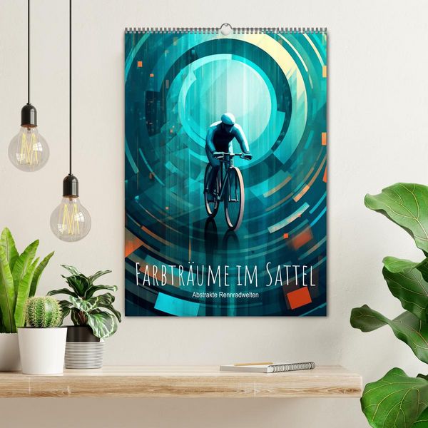 Produktbild: Farbtr&auml;ume im Sattel: Abstrakte Rennradwelten (Wandkalender 2026 DIN A2 hoch), CALVENDO Monatskalender