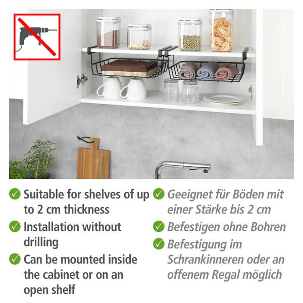 Produktbild: Regaleinh&auml;ngekorb Mod. Klea Schwarz, f&uuml;r K&uuml;chen- oder Kleiderschrank
