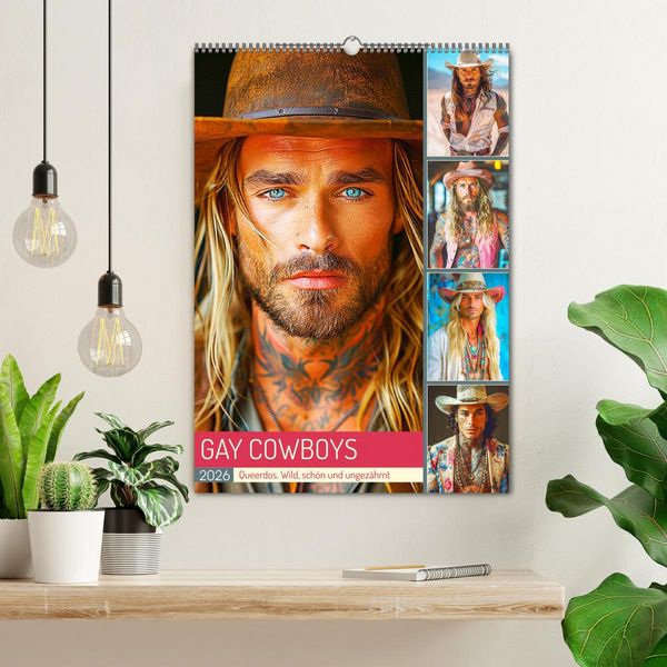 Produktbild: Gay Cowboys. Queerdos. Wild, sch&ouml;n und ungez&auml;hmt (Wandkalender 2026 DIN A2 hoch), CALVENDO Monatskalender