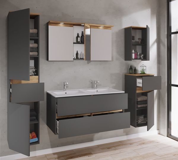 Produktbild: 6 tlg. Badm&ouml;bel-Set mit Waschbecken Cosila-I 111cm