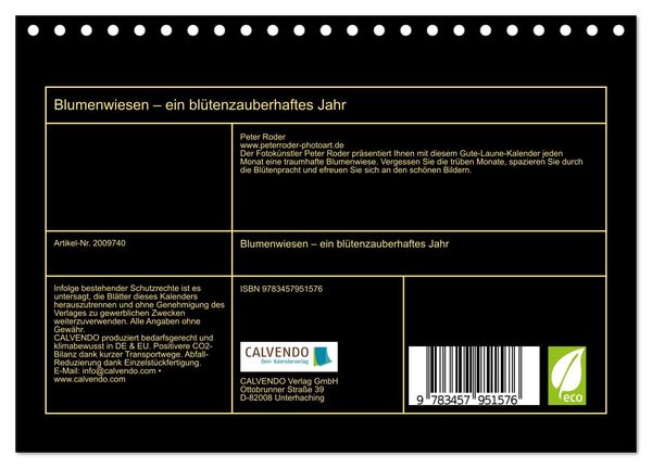 Produktbild: Blumenwiesen &ndash; ein bl&uuml;tenzauberhaftes Jahr (Tischkalender 2026 DIN A5 quer), CALVENDO Monatskalender