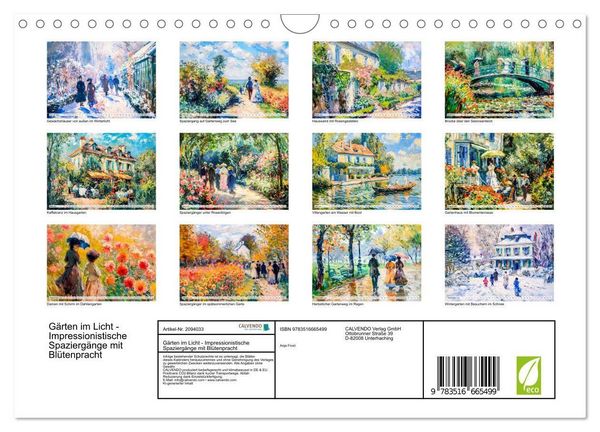 Produktbild: G&auml;rten im Licht - Impressionistische Spazierg&auml;nge mit Bl&uuml;tenpracht (Wandkalender 2026 DIN A4 quer), CALVENDO Monatskalender