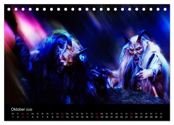 Produktbild: Perchten und Krampusse im Voralpenland (Tischkalender 2026 DIN A5 quer), CALVENDO Monatskalender