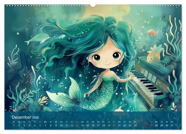 Produktbild: Kleine Meerjungfrauen (Wandkalender 2026 DIN A2 quer), CALVENDO Monatskalender