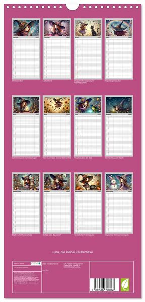 Produktbild: Familienplaner 2027 - Luna, die kleine Zauberhexe mit 5 Spalten (Wandkalender, 21 x 45 cm) CALVENDO