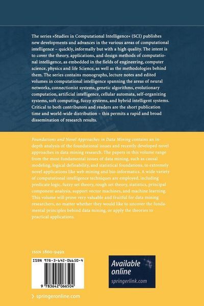 Produktbild: Foundations and Novel Approaches in Data Mining