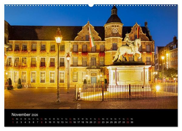 Produktbild: D&uuml;sseldorf bei Nacht (Wandkalender 2026 DIN A2 quer), CALVENDO Monatskalender