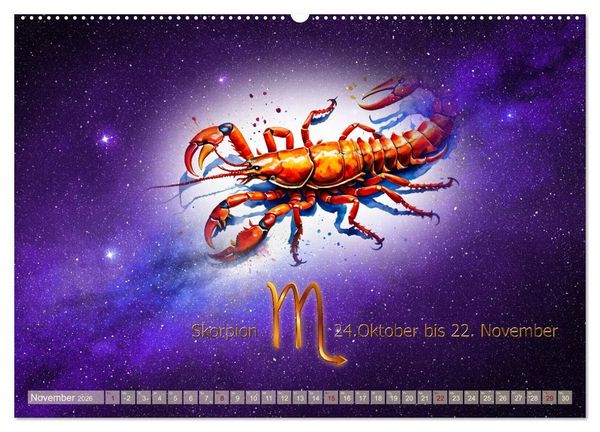 Produktbild: Galaktische Sternkreiszeichen (Wandkalender 2026 DIN A2 quer), CALVENDO Monatskalender