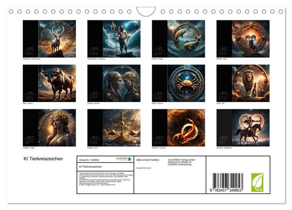 Produktbild: KI Tierkreiszeichen (Wandkalender 2026 DIN A4 quer), CALVENDO Monatskalender