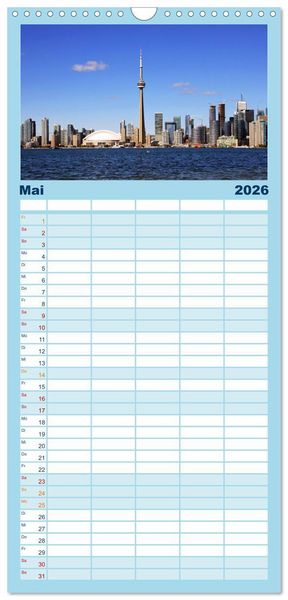 Produktbild: Familienplaner 2026 - Provinzhauptstadt Toronto mit 5 Spalten (Wandkalender, 21 x 45 cm) CALVENDO