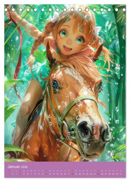 Produktbild: Manga Kinder - Unersch&uuml;tterliche Tierliebe (Tischkalender 2026 DIN A5 hoch), CALVENDO Monatskalender