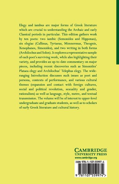 Produktbild: Greek Elegy and Iambus
