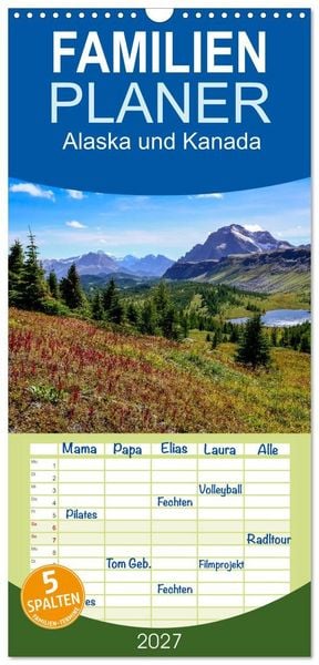 Produktbild: Familienplaner 2027 - Alaska und Kanada mit 5 Spalten (Wandkalender, 21 x 45 cm) CALVENDO