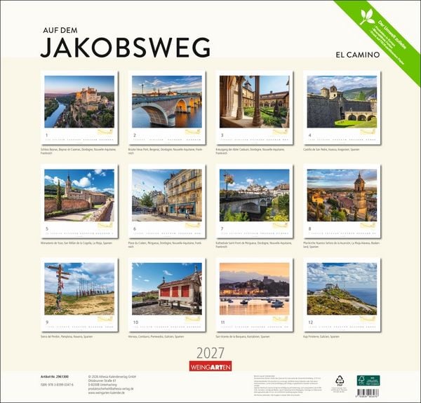 Produktbild: Auf dem Jakobsweg Kalender 2027 - El Camino