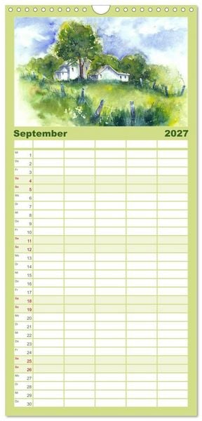 Produktbild: Familienplaner 2027 - Garten Aquarelle mit 5 Spalten (Wandkalender, 21 x 45 cm) CALVENDO
