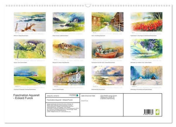 Produktbild: Faszination Aquarell - Eckard Funck (Wandkalender 2026 DIN A2 quer), CALVENDO Monatskalender
