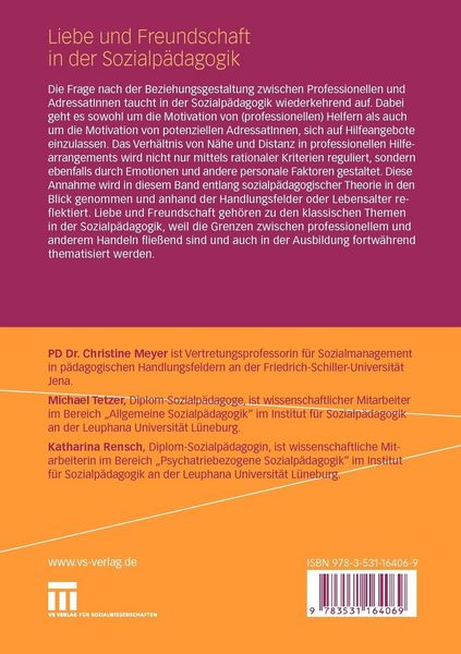 Produktbild: Liebe und Freundschaft in der Sozialp&auml;dagogik