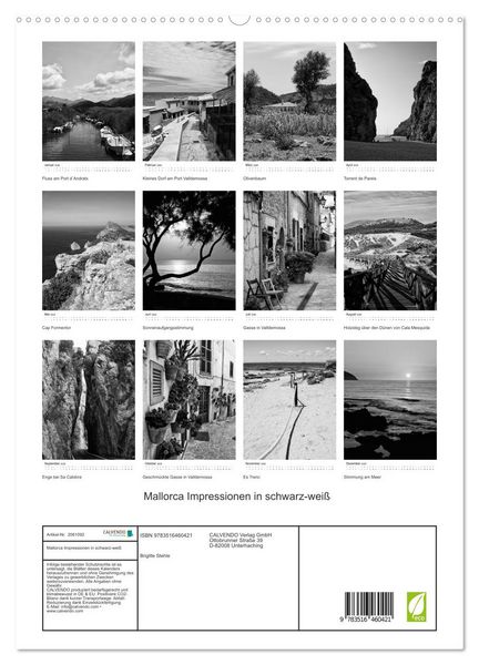 Produktbild: Mallorca Impressionen in schwarz-wei&szlig; (hochwertiger Premium Wandkalender 2026 DIN A2 hoch), Kunstdruck in Hochglanz