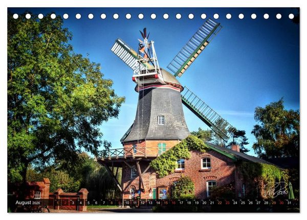 Produktbild: Friesland - Die Friesische M&uuml;hlenstra&szlig;e (Tischkalender 2026 DIN A5 quer), CALVENDO Monatskalender
