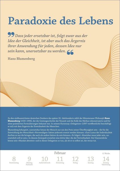 Produktbild: DIE ZEIT Philosophie Wochen-Kulturkalender 2027 - 53 Denkanst&ouml;&szlig;e f&uuml;r 2027