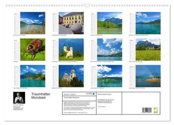 Produktbild: Traumhafter Mondsee (Wandkalender 2026 DIN A2 quer), CALVENDO Monatskalender