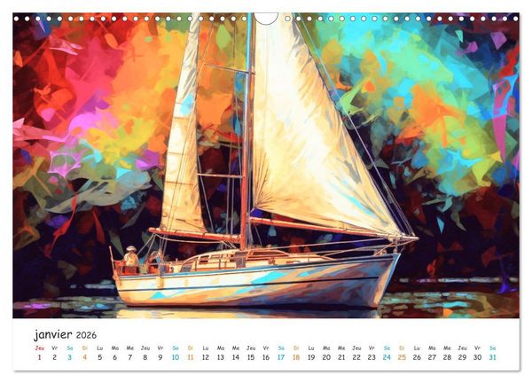 Produktbild: Voiles au gr&eacute; du temps (Calendrier mural 2026 DIN A3 vertical), CALVENDO calendrier mensuel