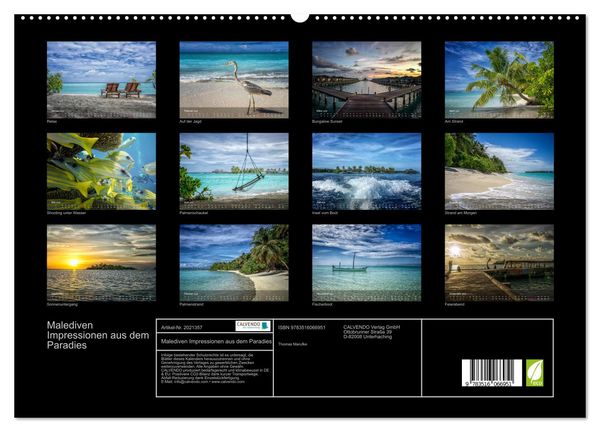 Produktbild: Malediven Impressionen aus dem Paradies (hochwertiger Premium Wandkalender 2026 DIN A2 quer), Kunstdruck in Hochglanz