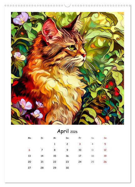 Produktbild: Jugendstil Katzen (hochwertiger Premium Wandkalender 2026 DIN A2 hoch), Kunstdruck in Hochglanz