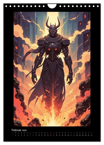 Produktbild: Cybertronic Chaos: Anime-inspirierte KI- Charaktere (Wandkalender 2026 DIN A4 hoch), CALVENDO Monatskalender
