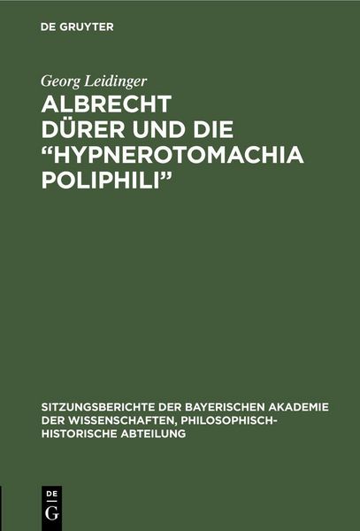 Produktbild: Albrecht D&uuml;rer und die "Hypnerotomachia Poliphili"