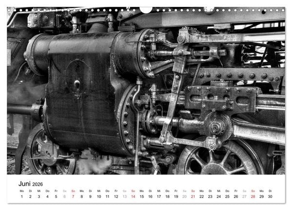 Produktbild: Unter Dampf - Eisenbahnromantik in schwarz-wei&szlig; (Wandkalender 2026 DIN A3 quer), CALVENDO Monatskalender