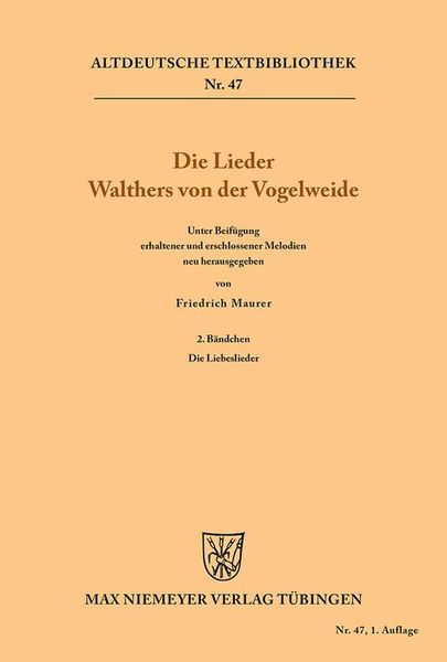 Produktbild: Die Lieder Walthers von der Vogelweide
