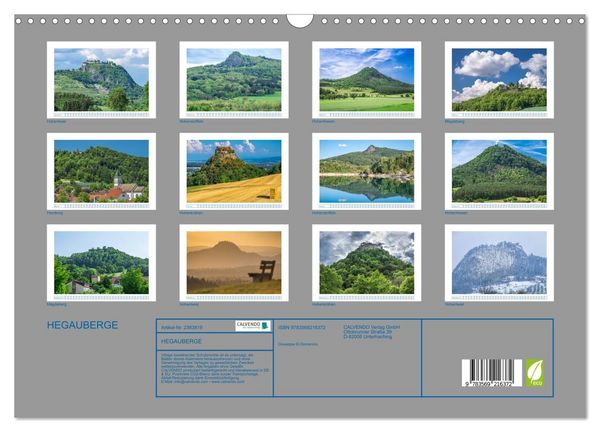 Produktbild: HEGAUBERGE (Wandkalender 2027 DIN A3 quer), CALVENDO Monatskalender